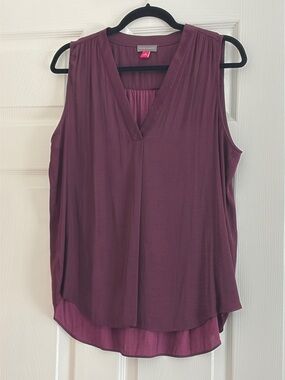 Vince Camuto Deep Plum Sleeveless V-Neck Top